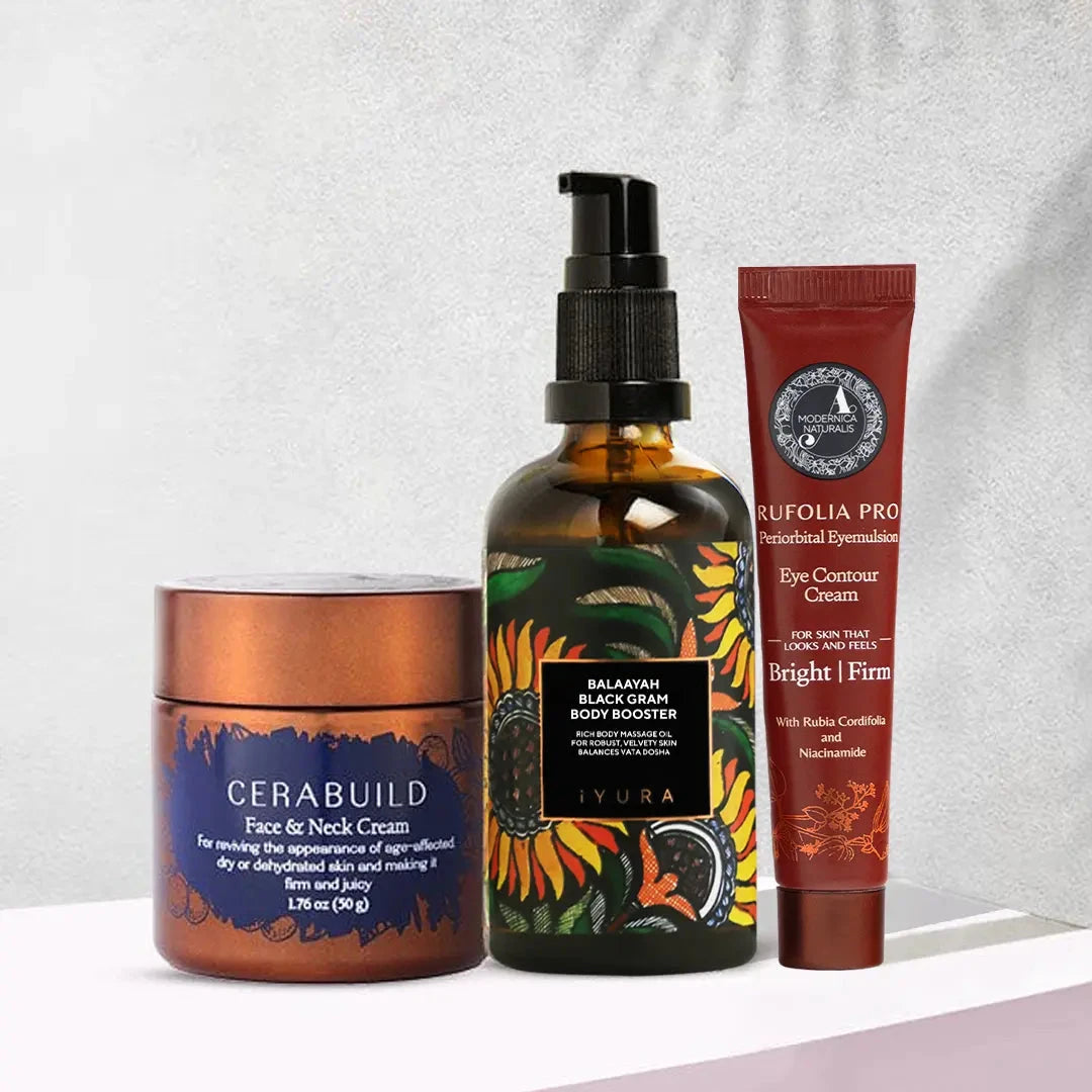 AyuRadiance Trio: 乾燥したエイジング肌に輝きを与えるための完璧なセット Beauty set The Ayurveda Experience 