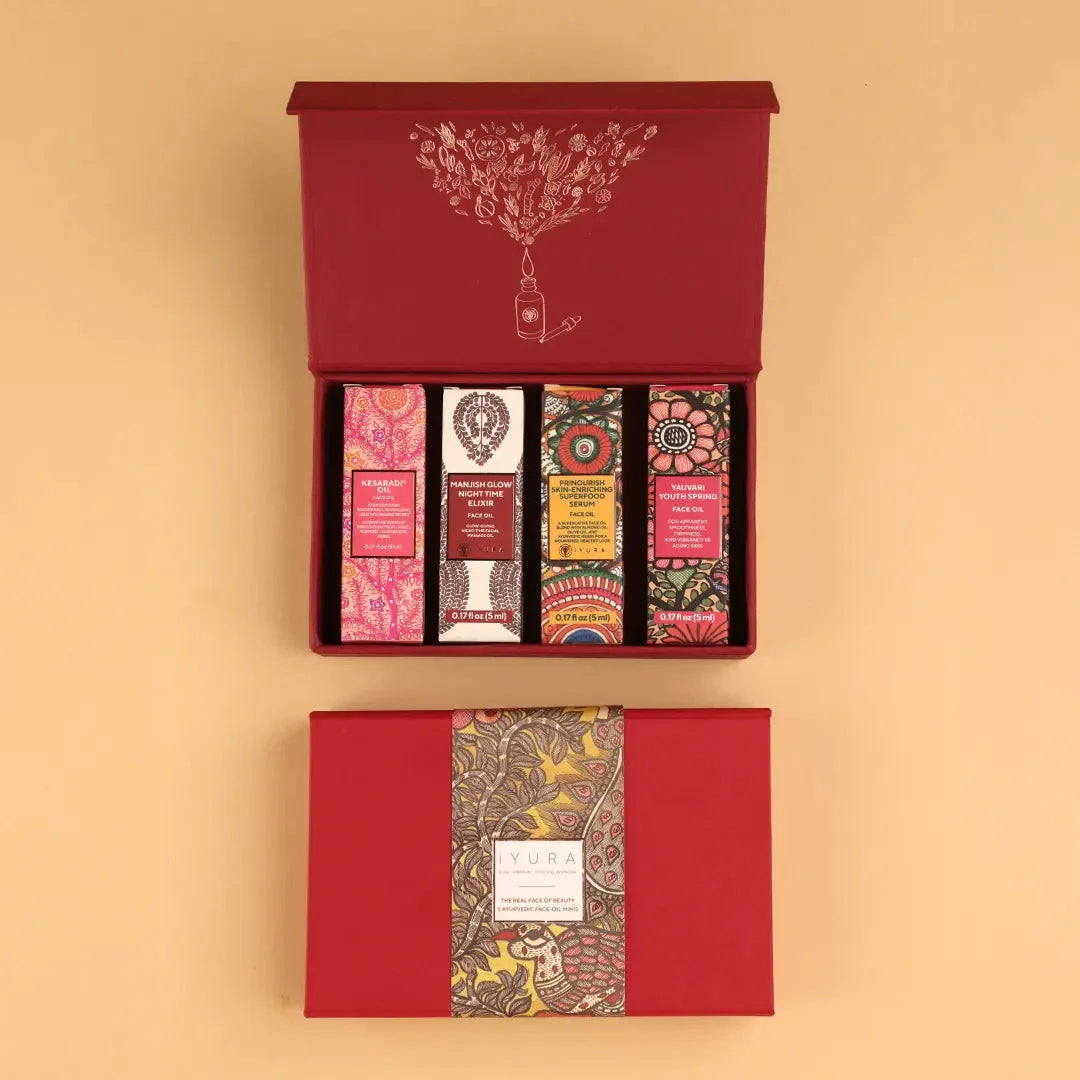 The Real Face of Beauty – 4 Ayurvedic Face Oil Minis Trial Kit iYURA 