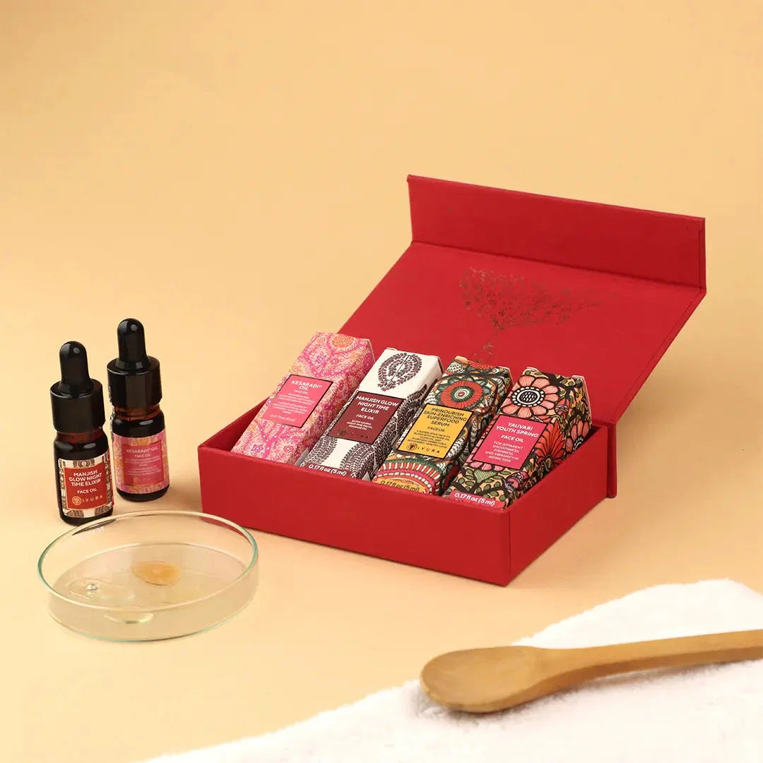 The Real Face of Beauty – 4 Ayurvedic Face Oil Minis Trial Kit iYURA 